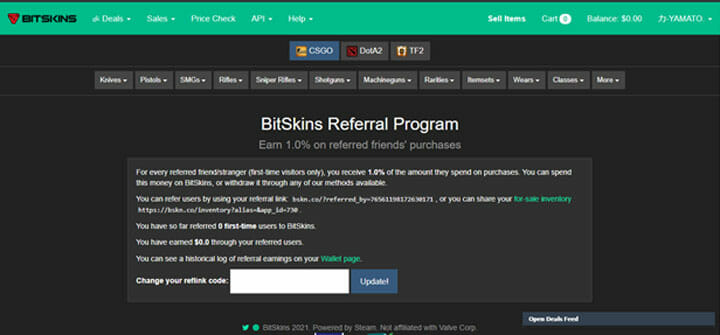 Bitskins referral program