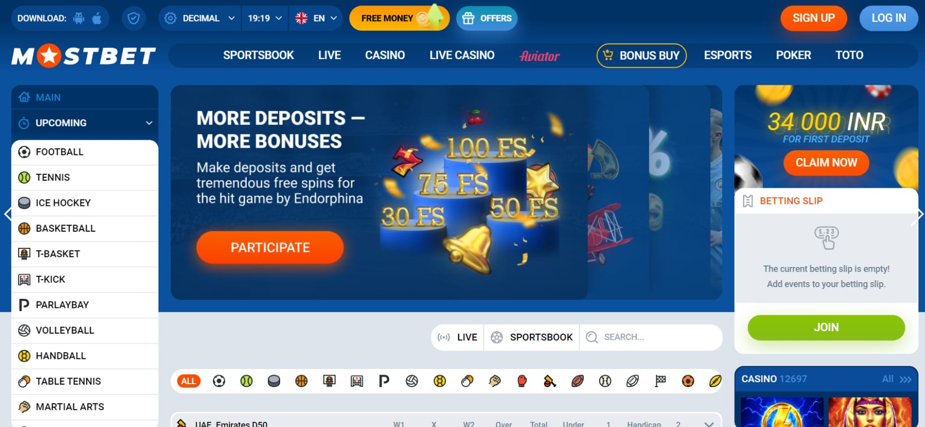 mostbet main page